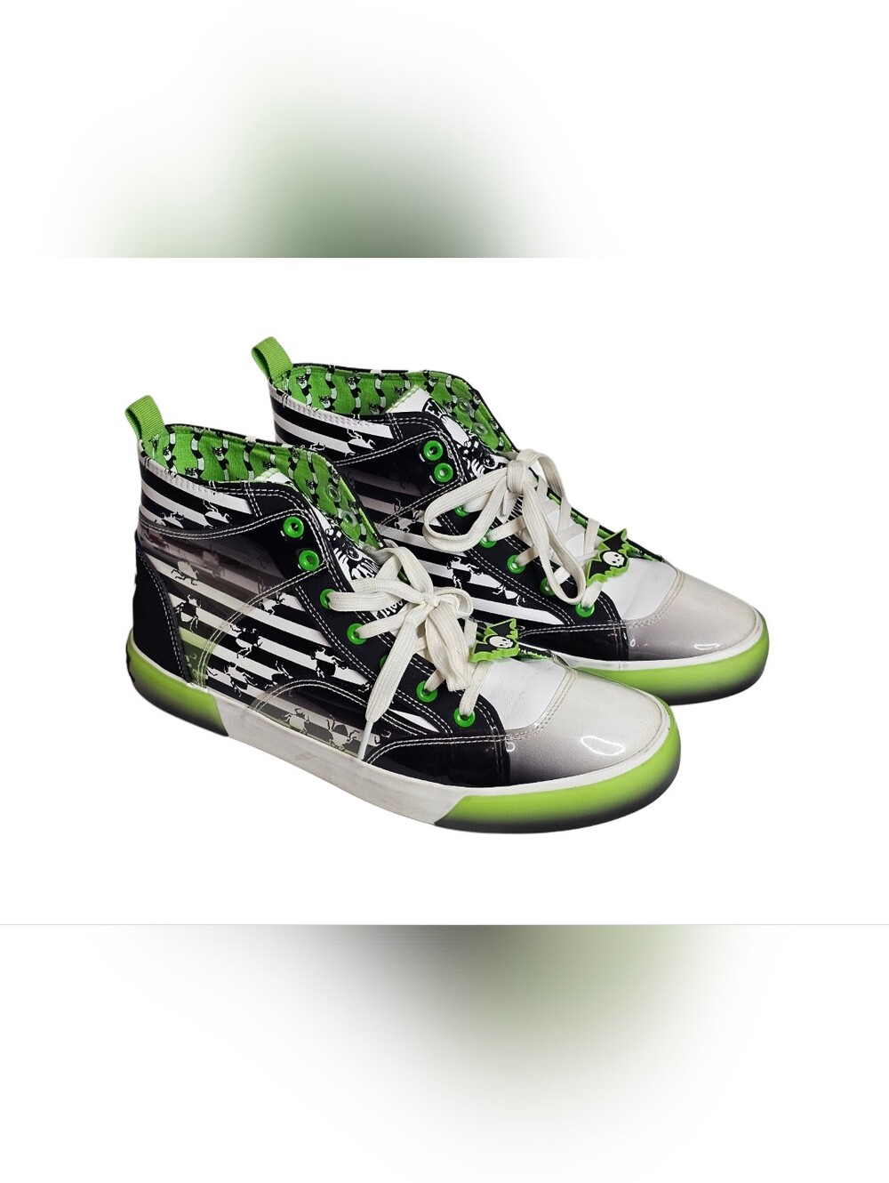 Ground Up Beetlejuice High Top Sneaker Sandworm Stripe Black Green Shoe Women 11